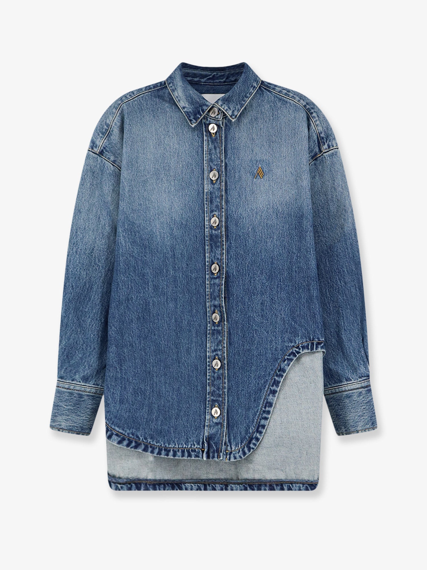 The Attico Bomber blue denim shirt
