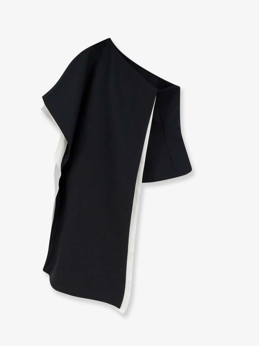 ROHE Wool blend top with silk inserts, view 2
