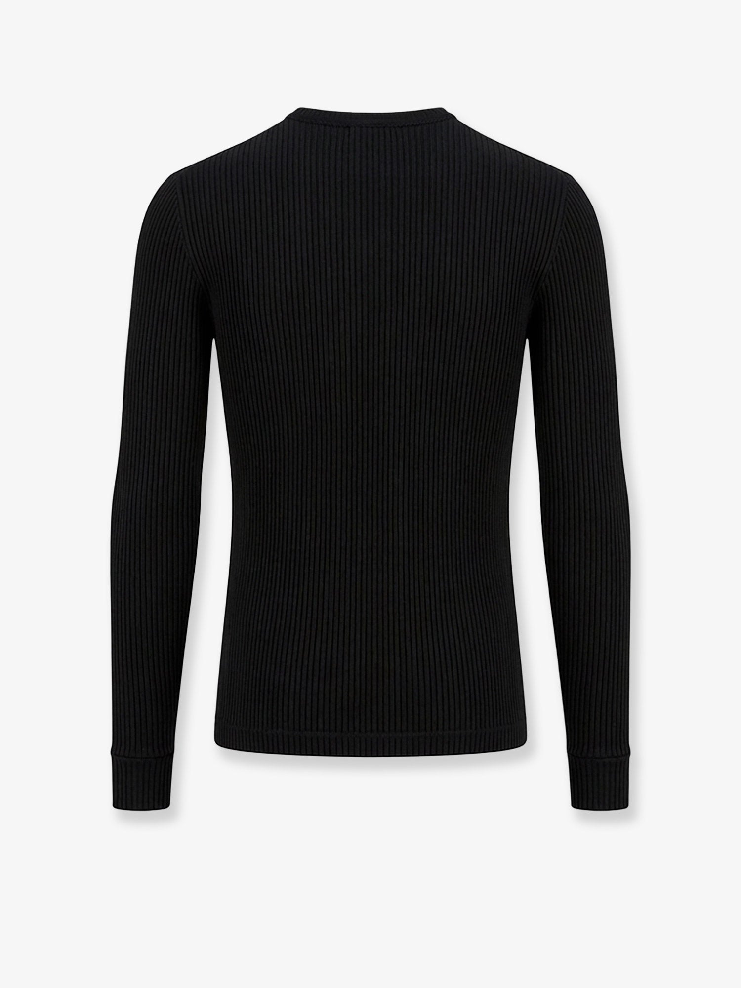 Dolce & Gabbana Ribbed cotton sweater with metal logo on the front, view 2