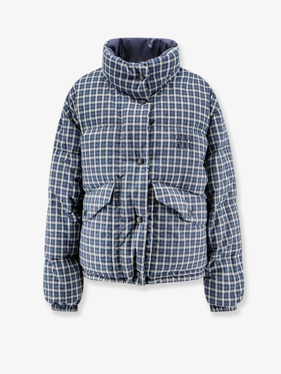Miu Miu Reversible madras flannel down jacket