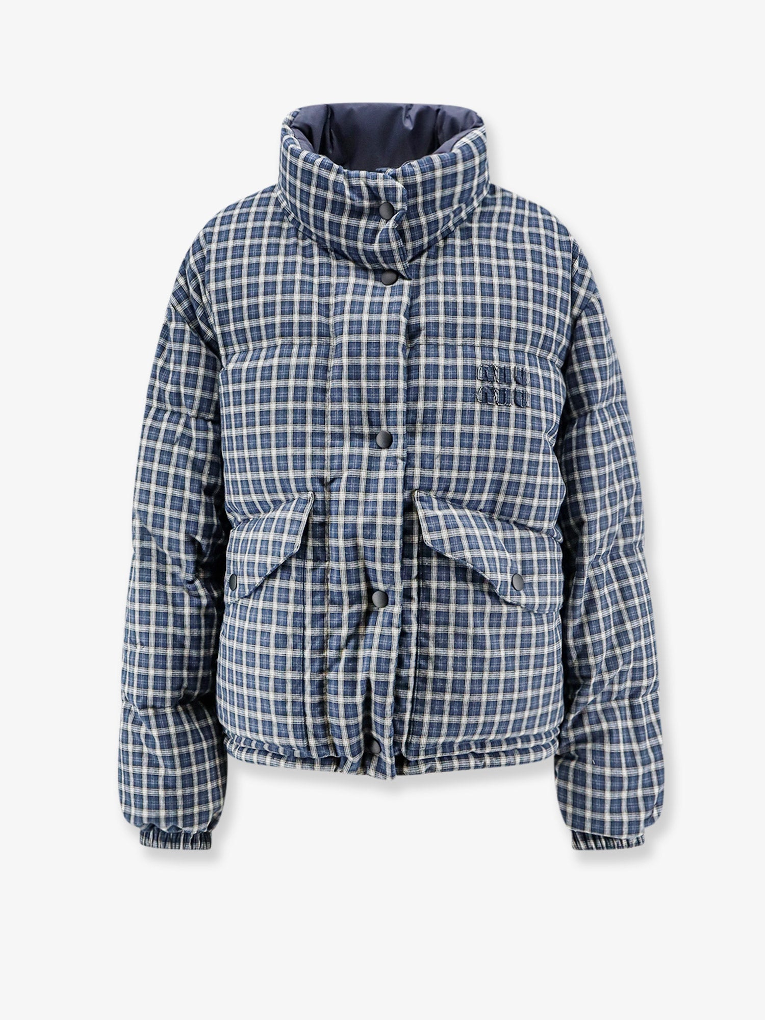 Miu Miu Reversible madras flannel down jacket
