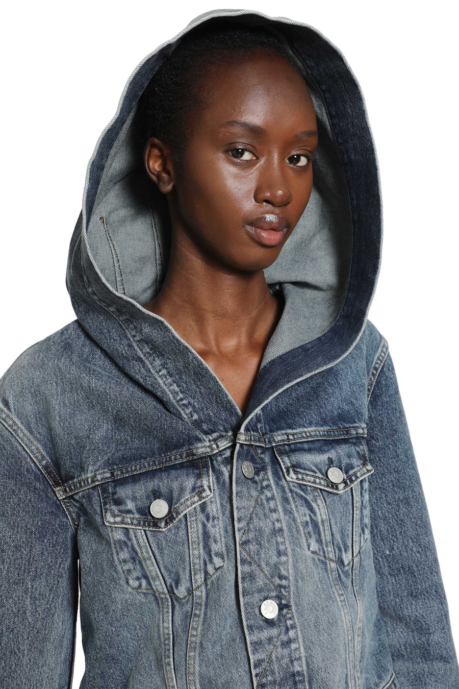 Alaïa Hooded Denim Jacket, view 5