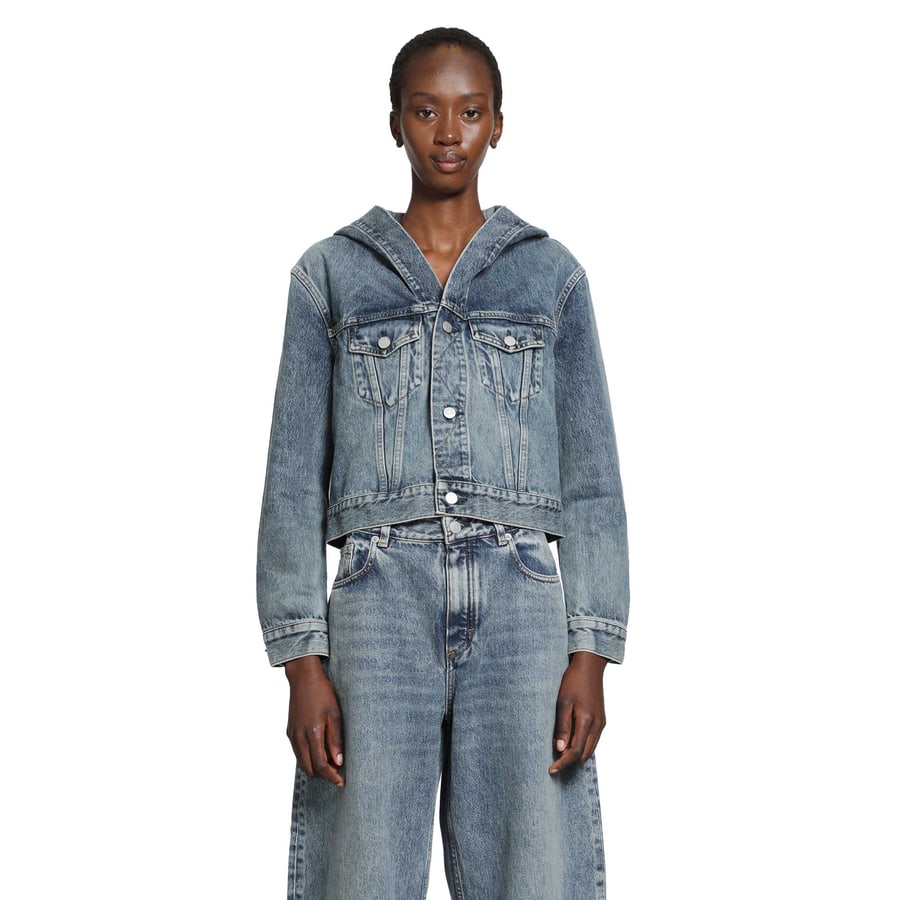 Alaïa Hooded Denim Jacket, view 7