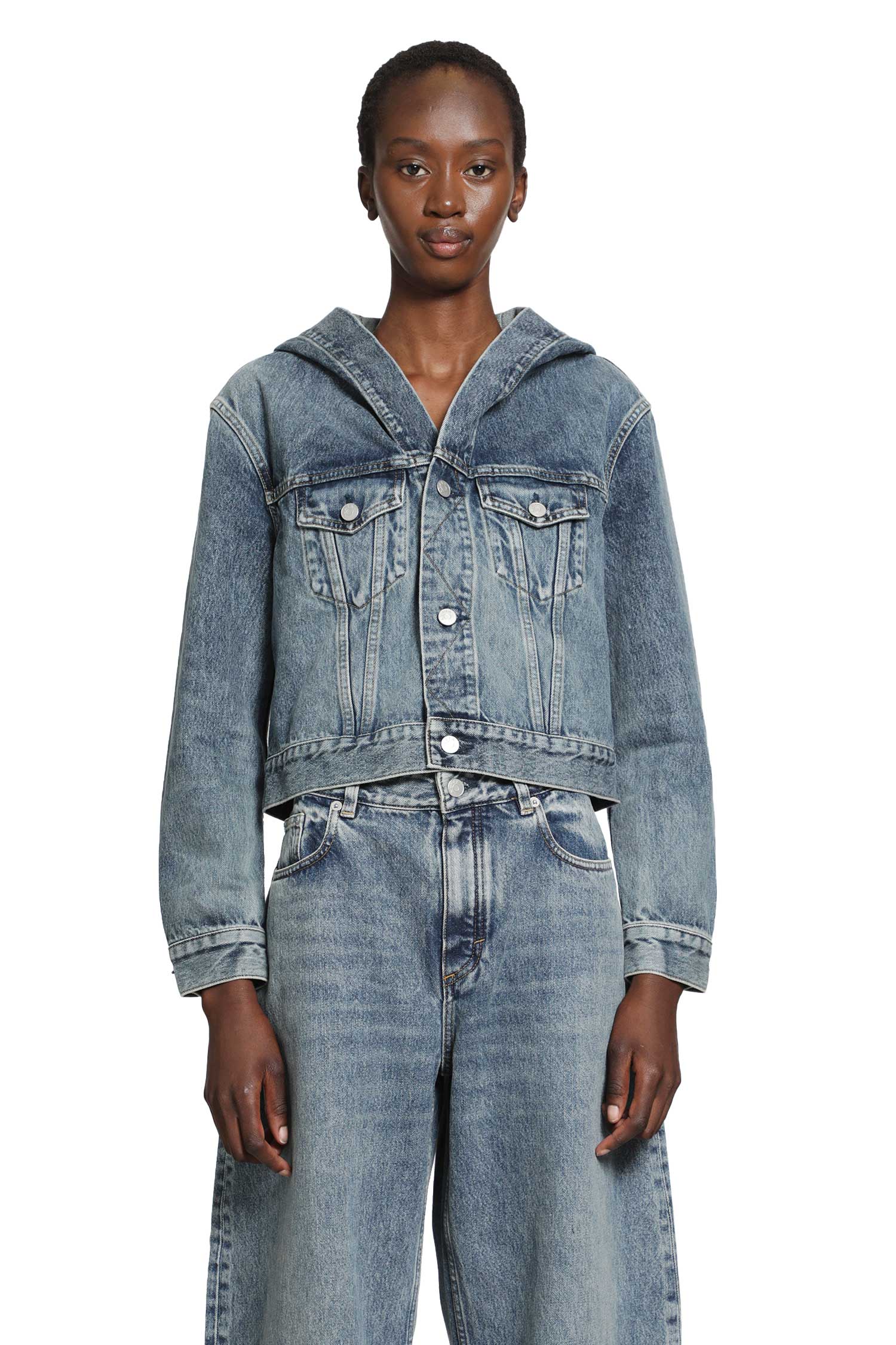 Alaïa Hooded Denim Jacket, view 2