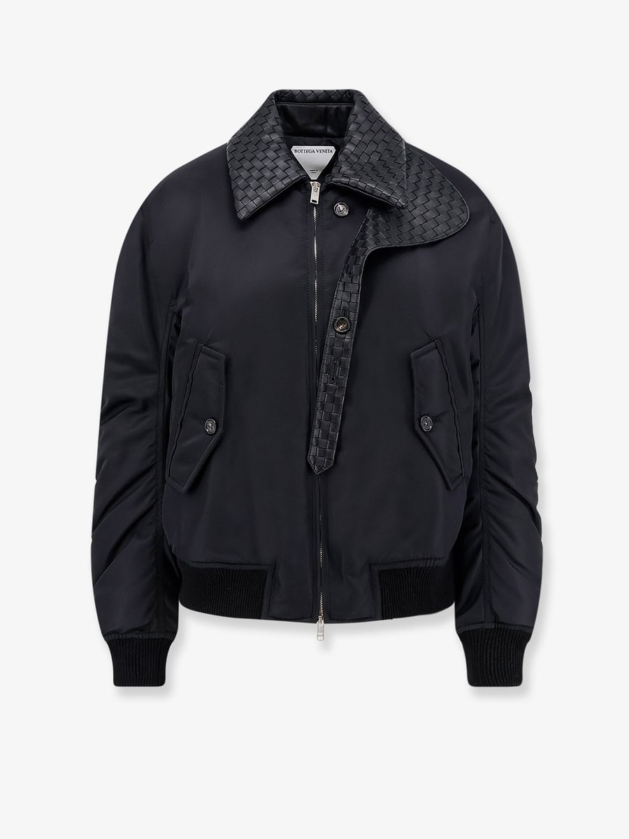 Bottega Veneta Nylon jacket with Intrecciato leather collar