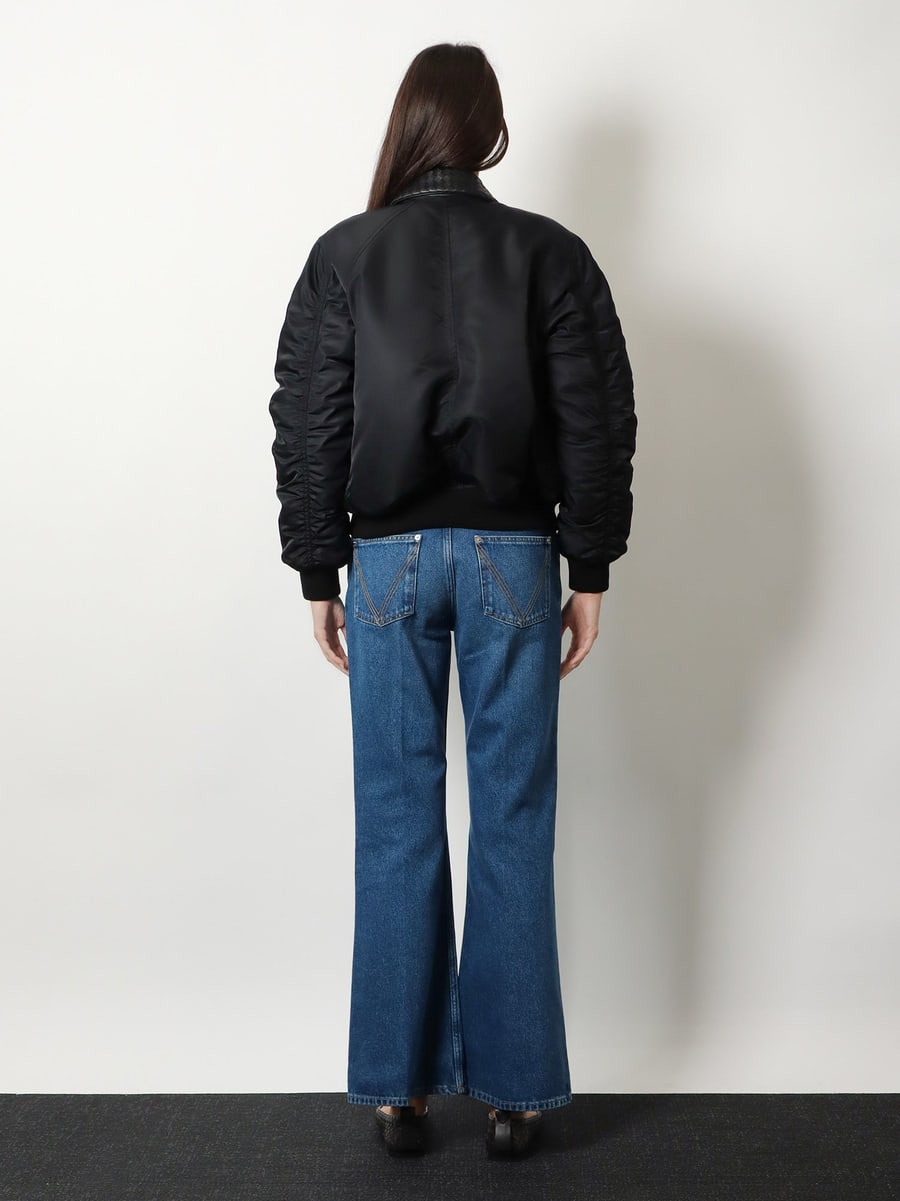 Bottega Veneta Nylon jacket with Intrecciato leather collar, view 3
