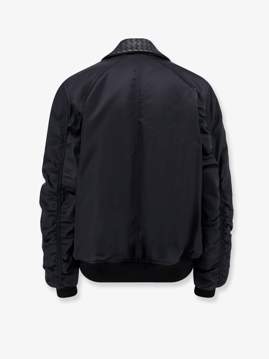 Bottega Veneta Nylon jacket with Intrecciato leather collar, view 4