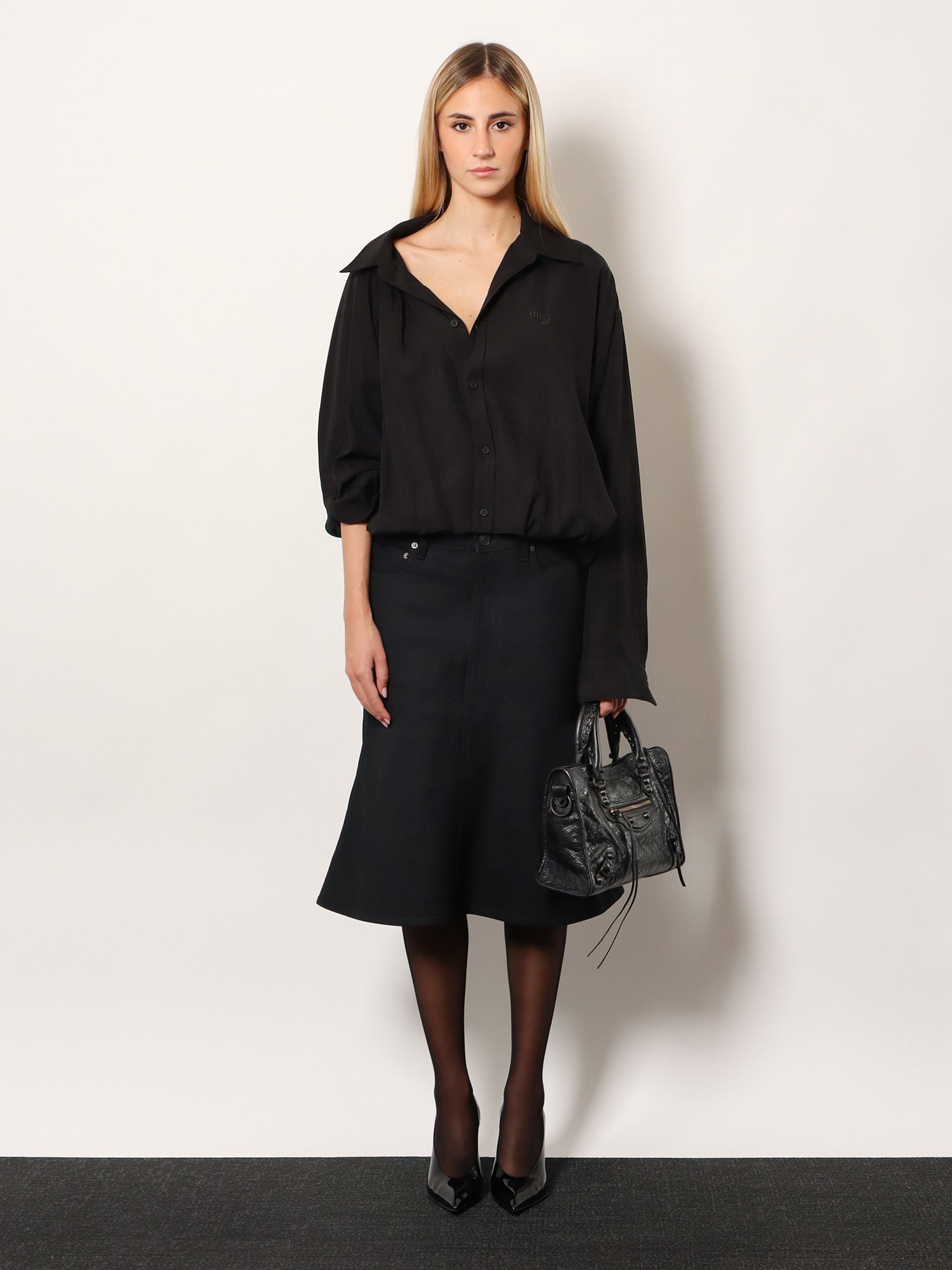 Balenciaga One shoulder lyocell shirt, view 2