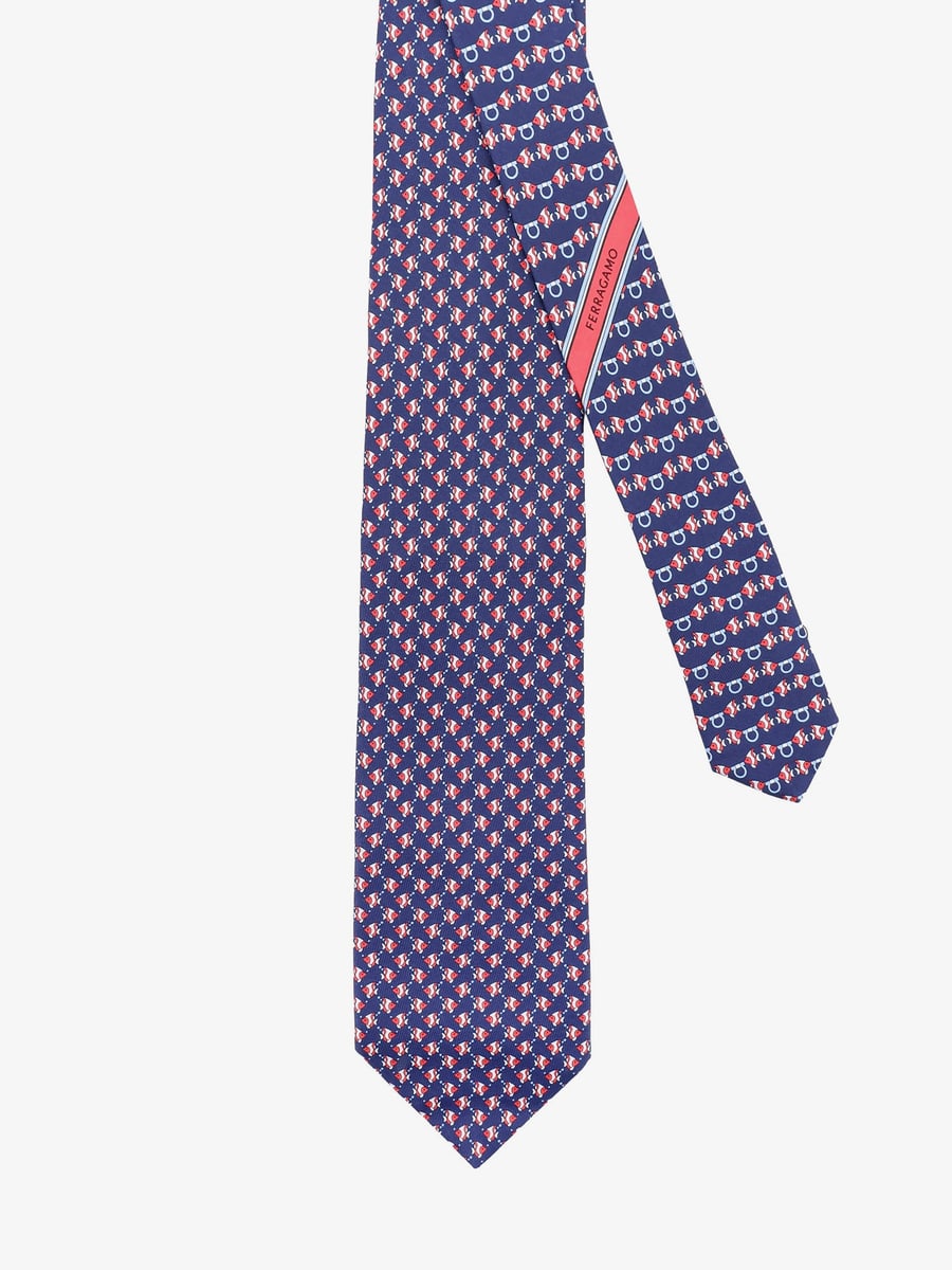 Ferragamo Cyrus silk tie with Shark print, view 2