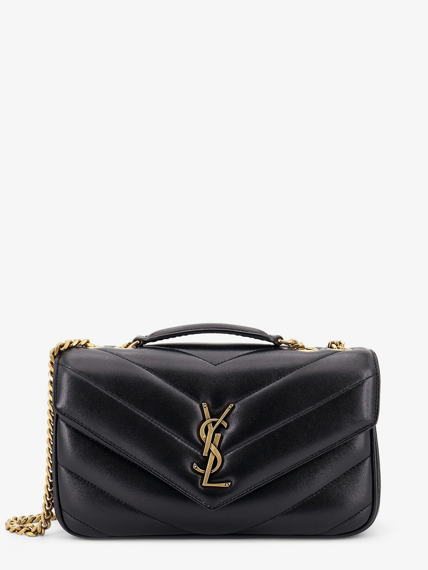 Saint Laurent Loulou leather shoulder bag with metal Cassandre logo