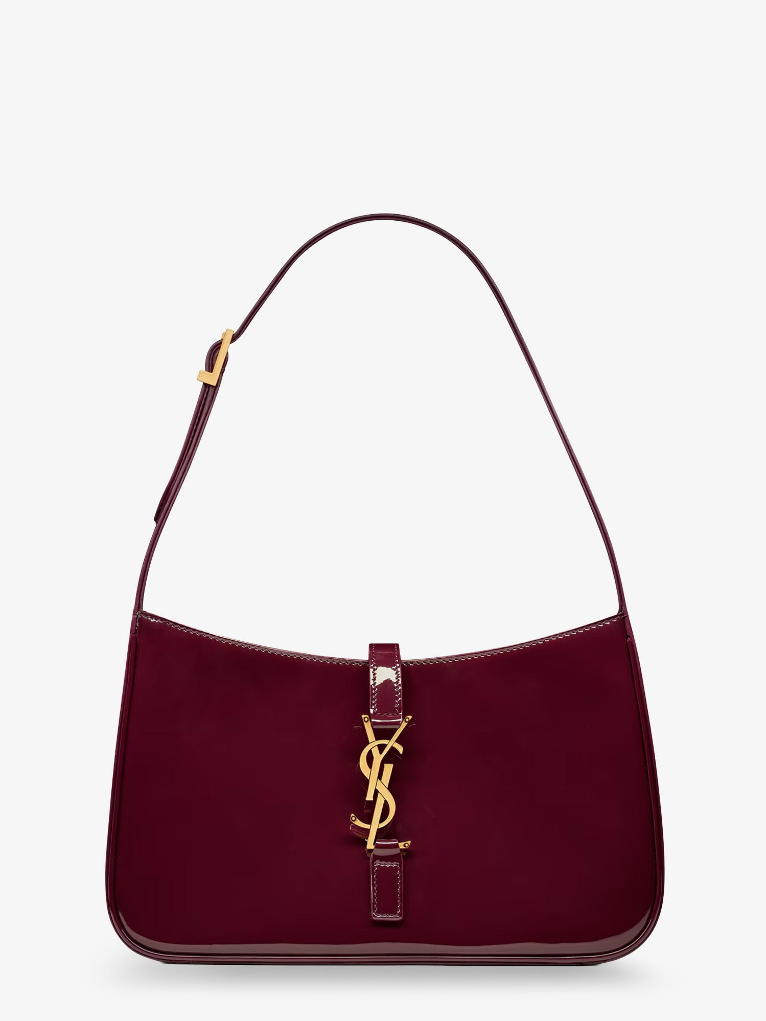 Saint Laurent LE 5 À 7 bordeaux patent leather shoulder bag