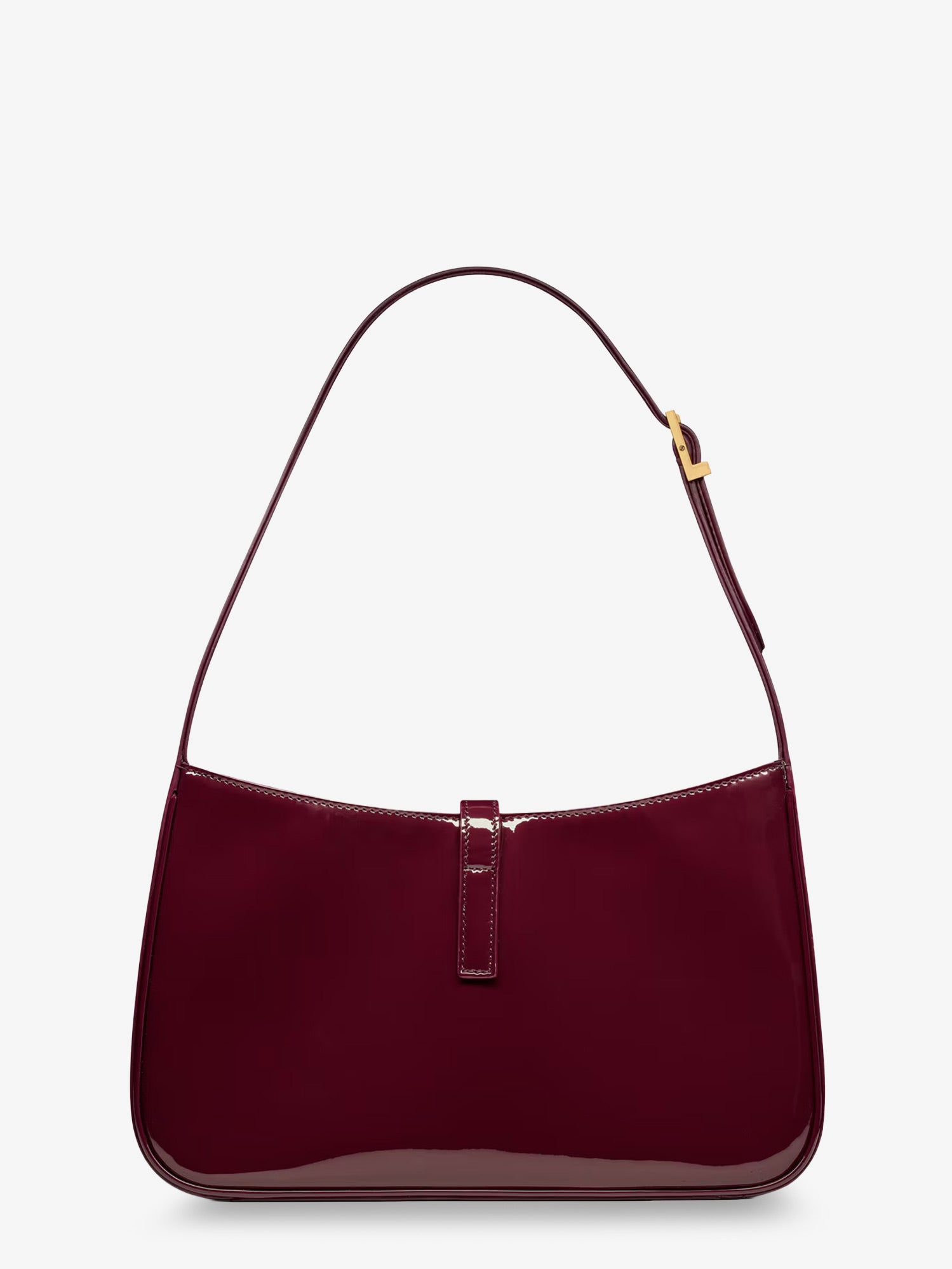 Saint Laurent LE 5 À 7 bordeaux patent leather shoulder bag, view 2