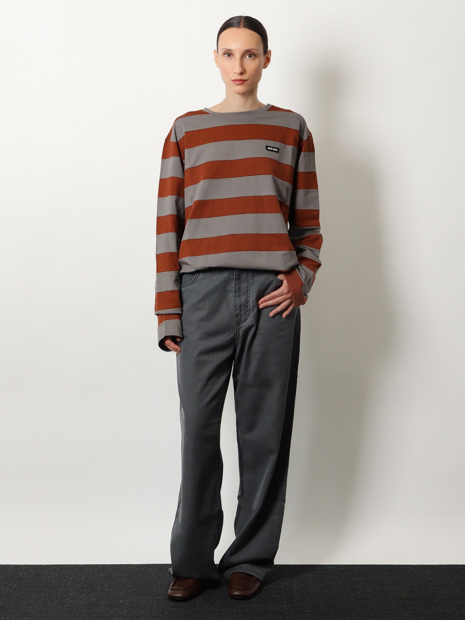 Miu Miu Grey Light Denim trousers, view 2