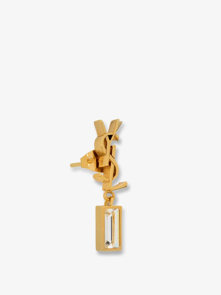 Saint Laurent Single Cassandre brass earring, view 3
