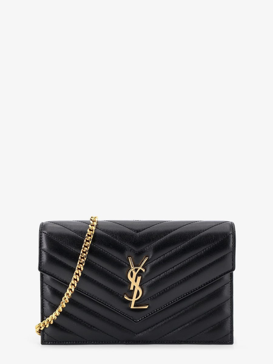 Saint Laurent Leather crossbody bag with metal Cassandre logo