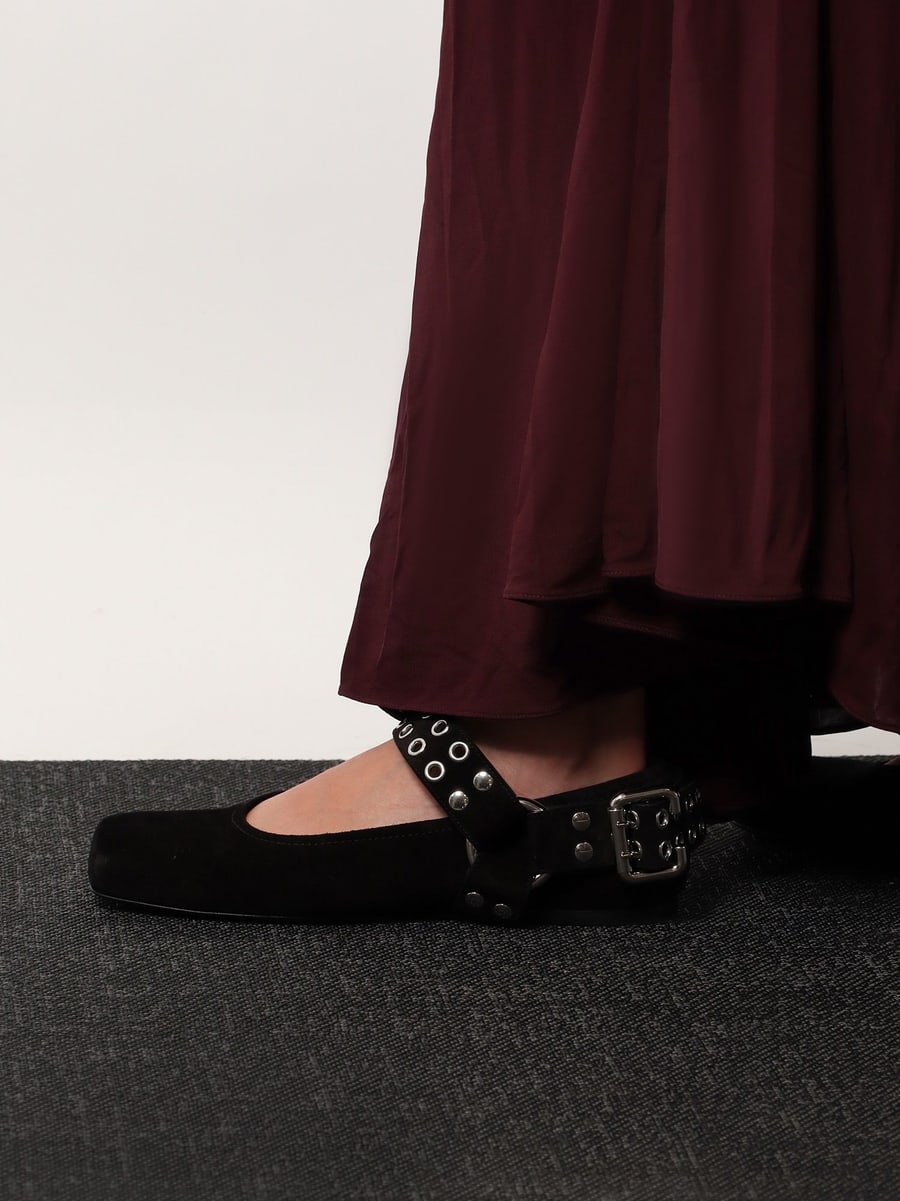 Alaïa Suede Biker Flat Ballerinas, view 2