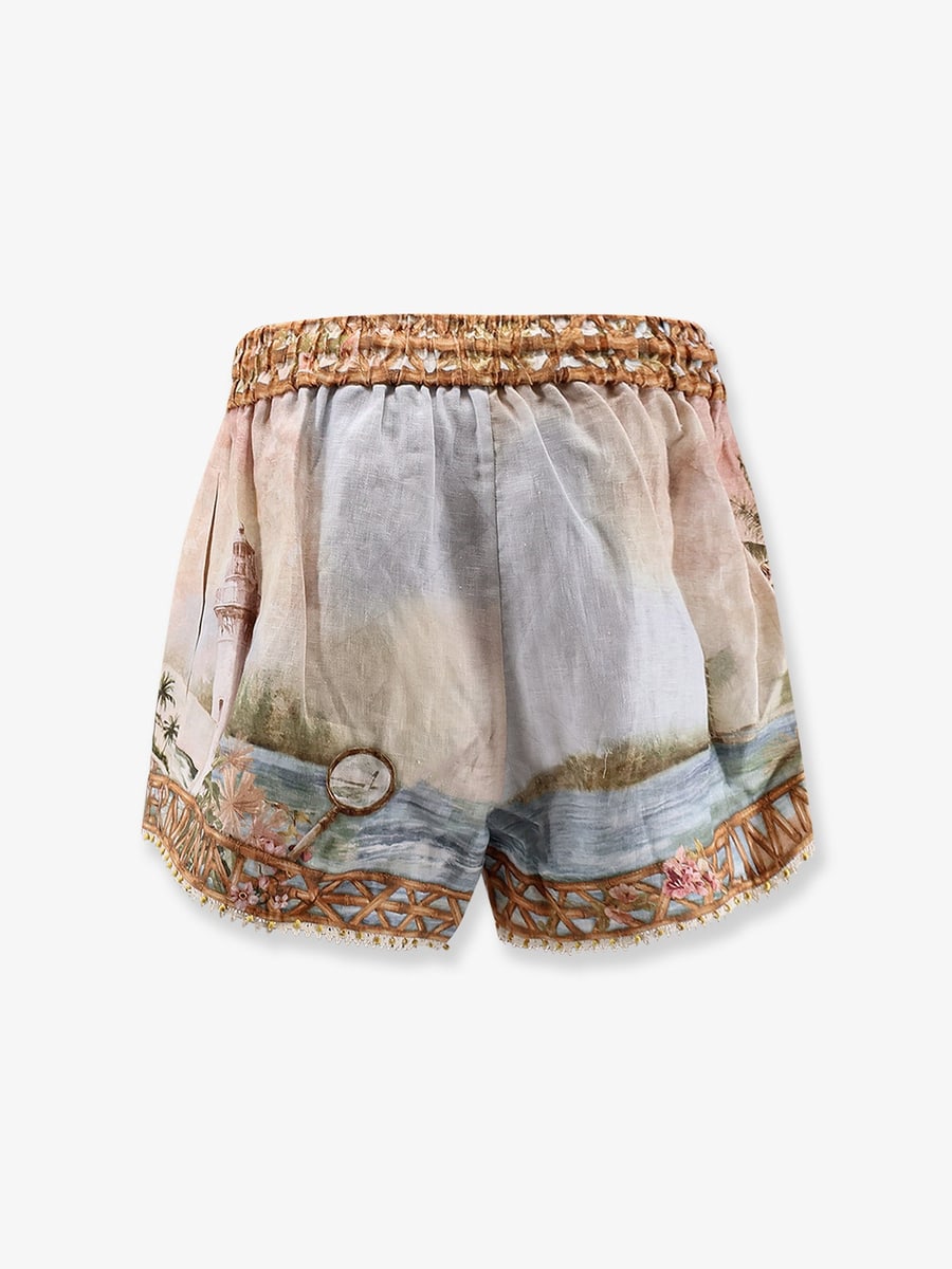 Zimmermann Mahon multicolor linen shorts, view 2