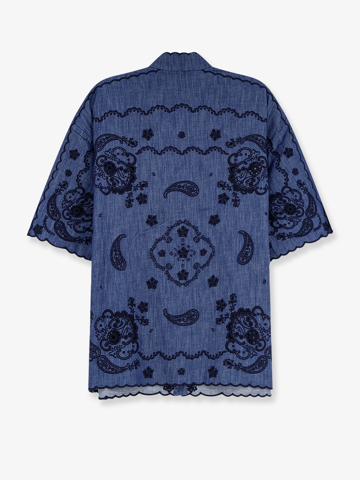 Zimmermann Aster denim shirt with all-over contrasting embroidery, view 2