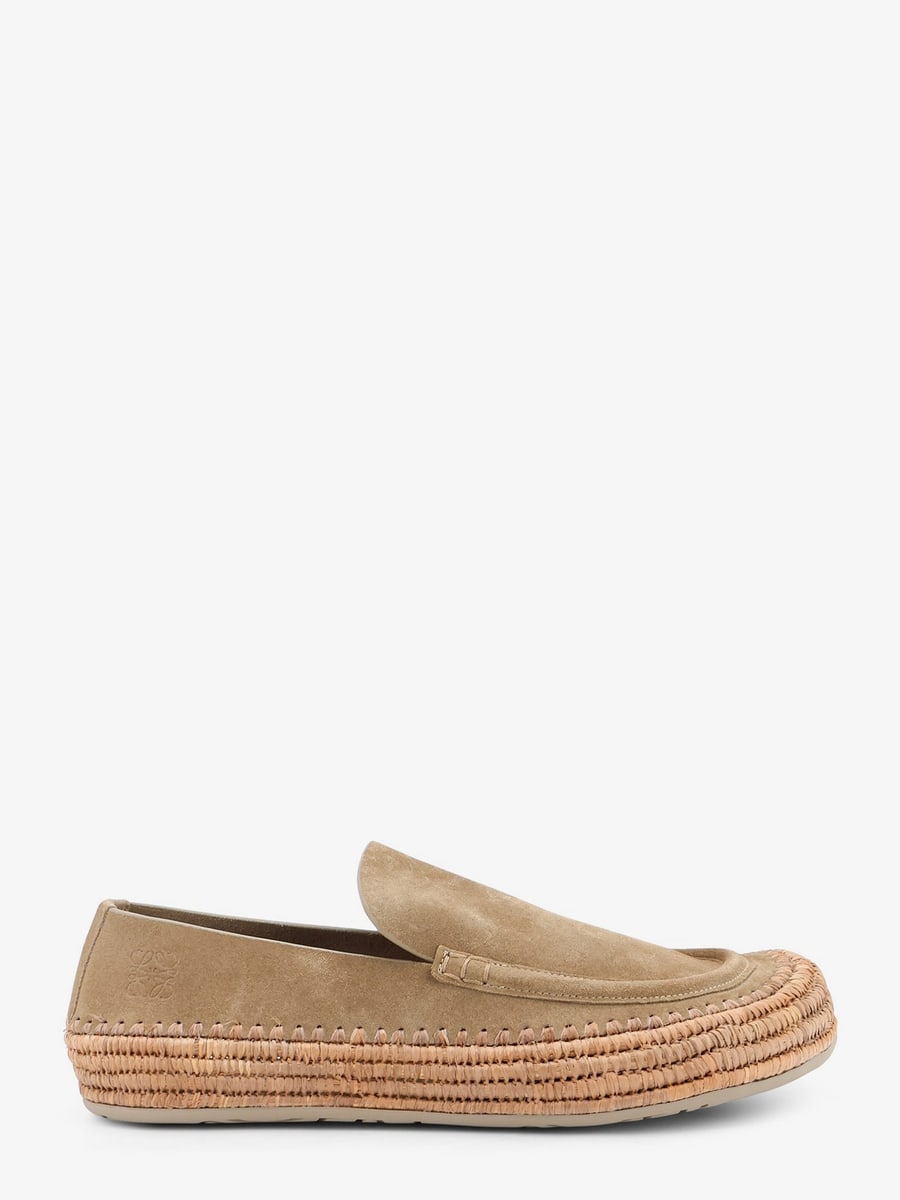 Loewe Rio suede and raffia loafers