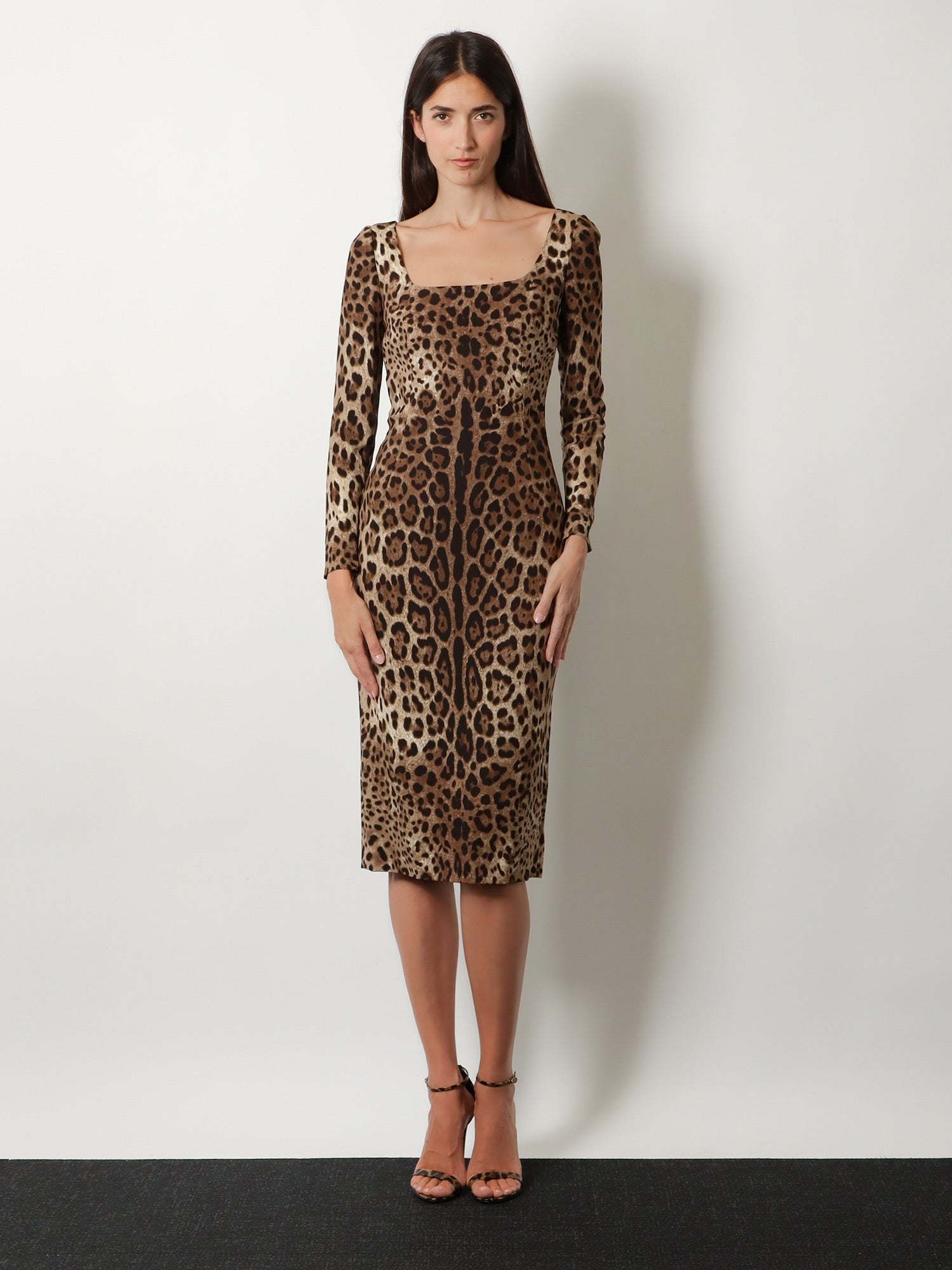 Dolce & Gabbana Midi Dress with Animal Print, view 2