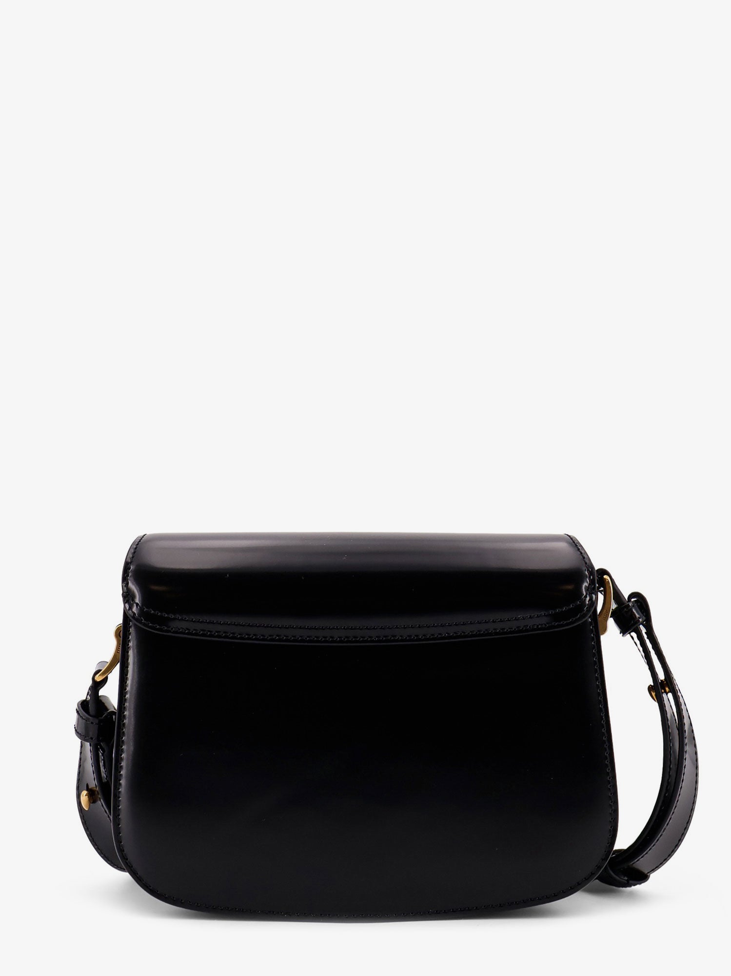 AMI Paris Leather shoulder bag with metal logo on the front, view 2