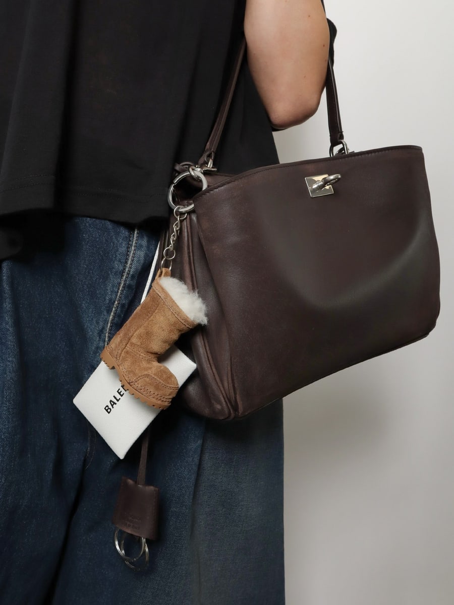 Balenciaga Rodeo S leather crossbody bag with vintage motif, view 2