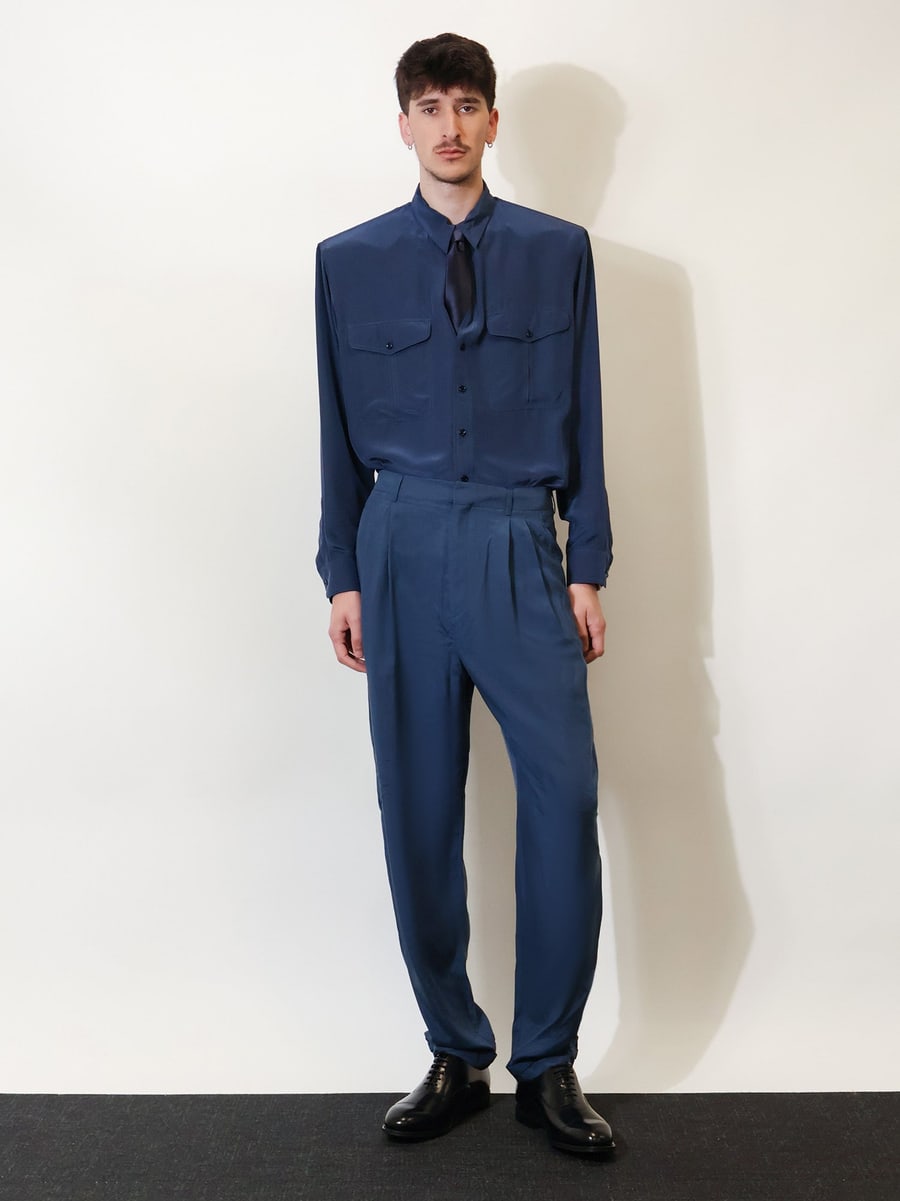 Saint Laurent Silk trousers with belt, view 2
