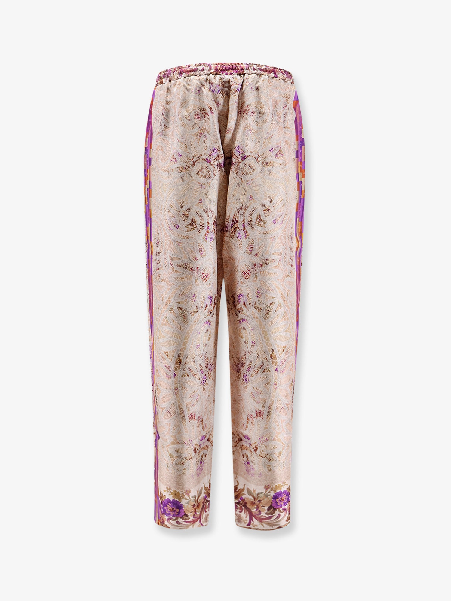 PIERRE-LOUIS MASCIA Silk trousers with mulitcolor print all-over, view 2