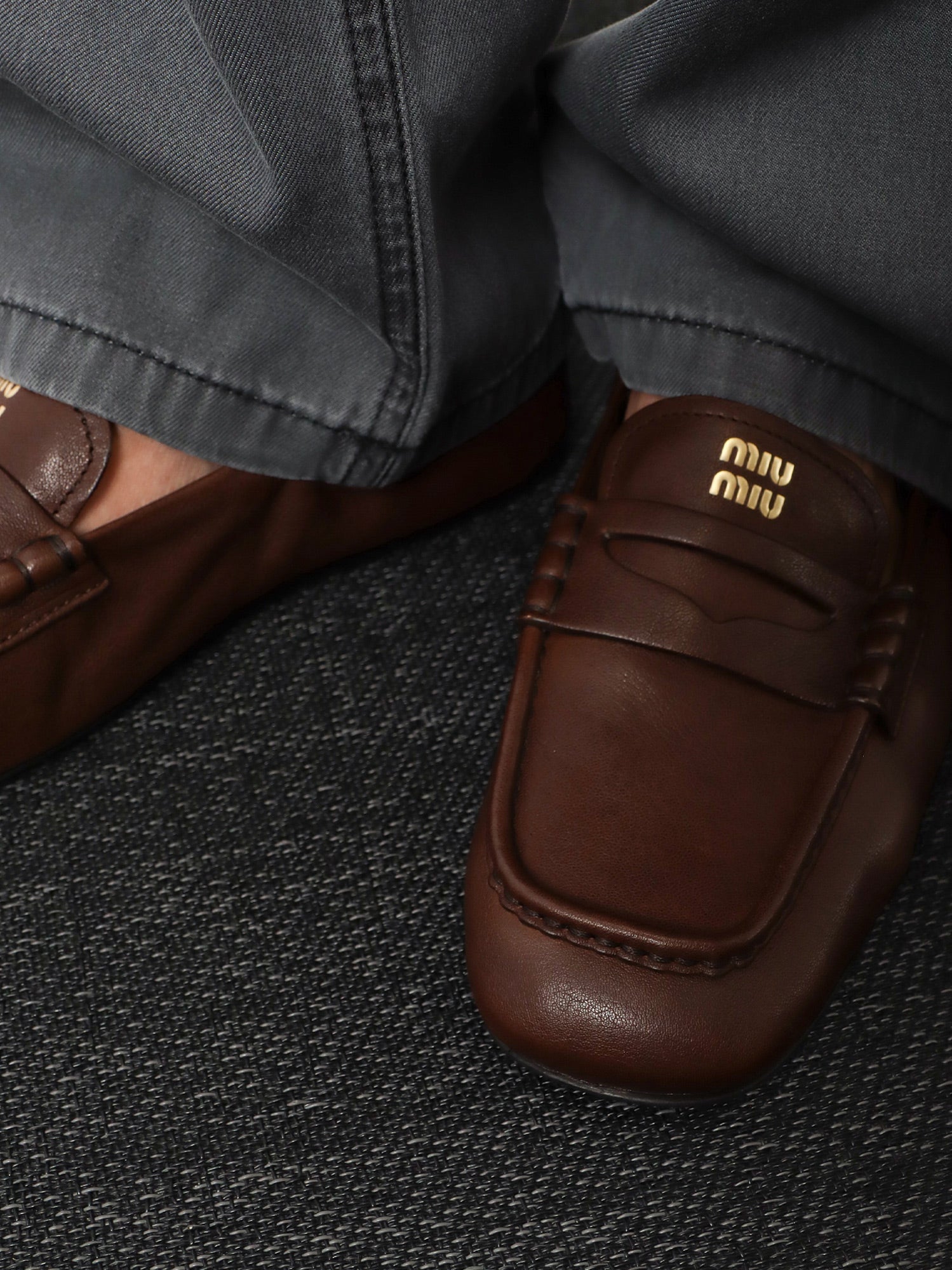 Miu Miu Ruches leather loafers, view 2