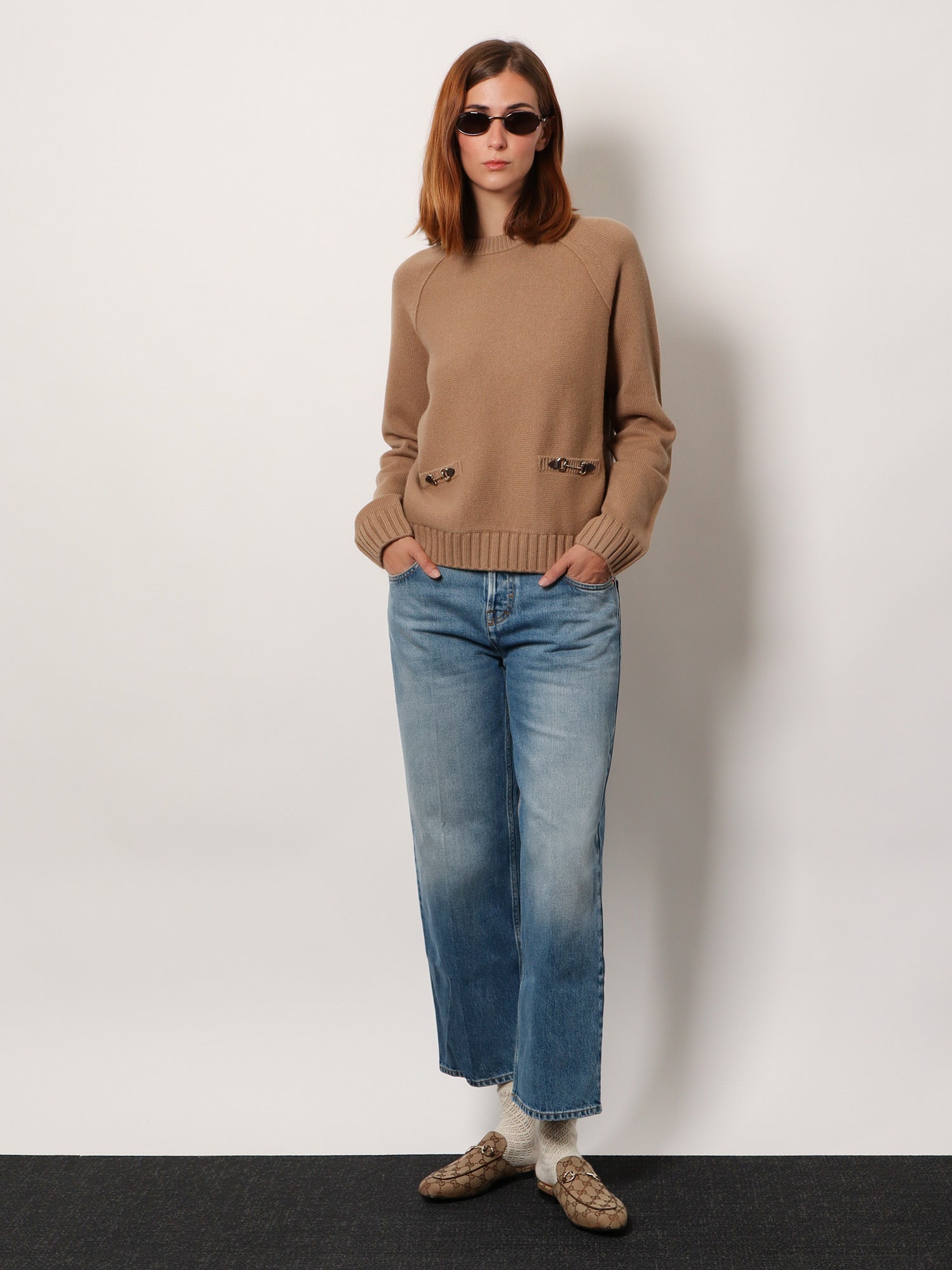 Gucci Cotton jeans with Gucci Rosso Ancora naplak tag, view 2