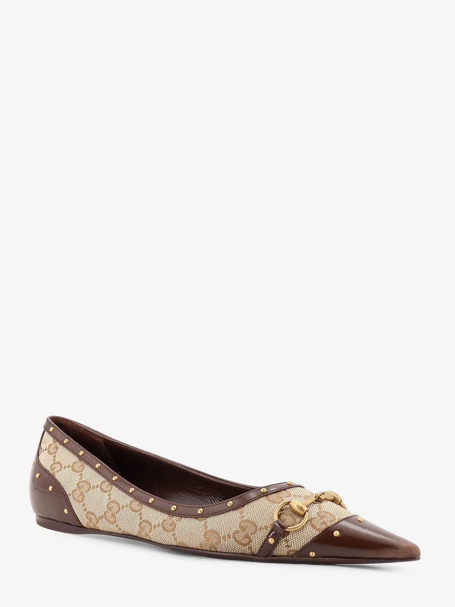 Gucci Savoy GG fabric ballerinas with stud detail, view 3