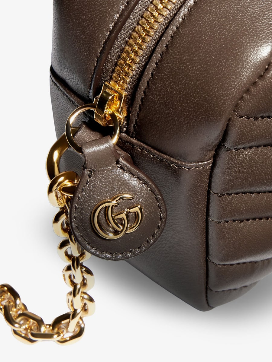 Gucci GG Marmont Camera bag leather crossbody bag with chevron stitching, view 3