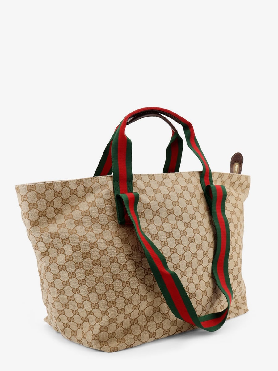 Gucci GG fabric shopping bag with Nastro Web handle detail, view 3