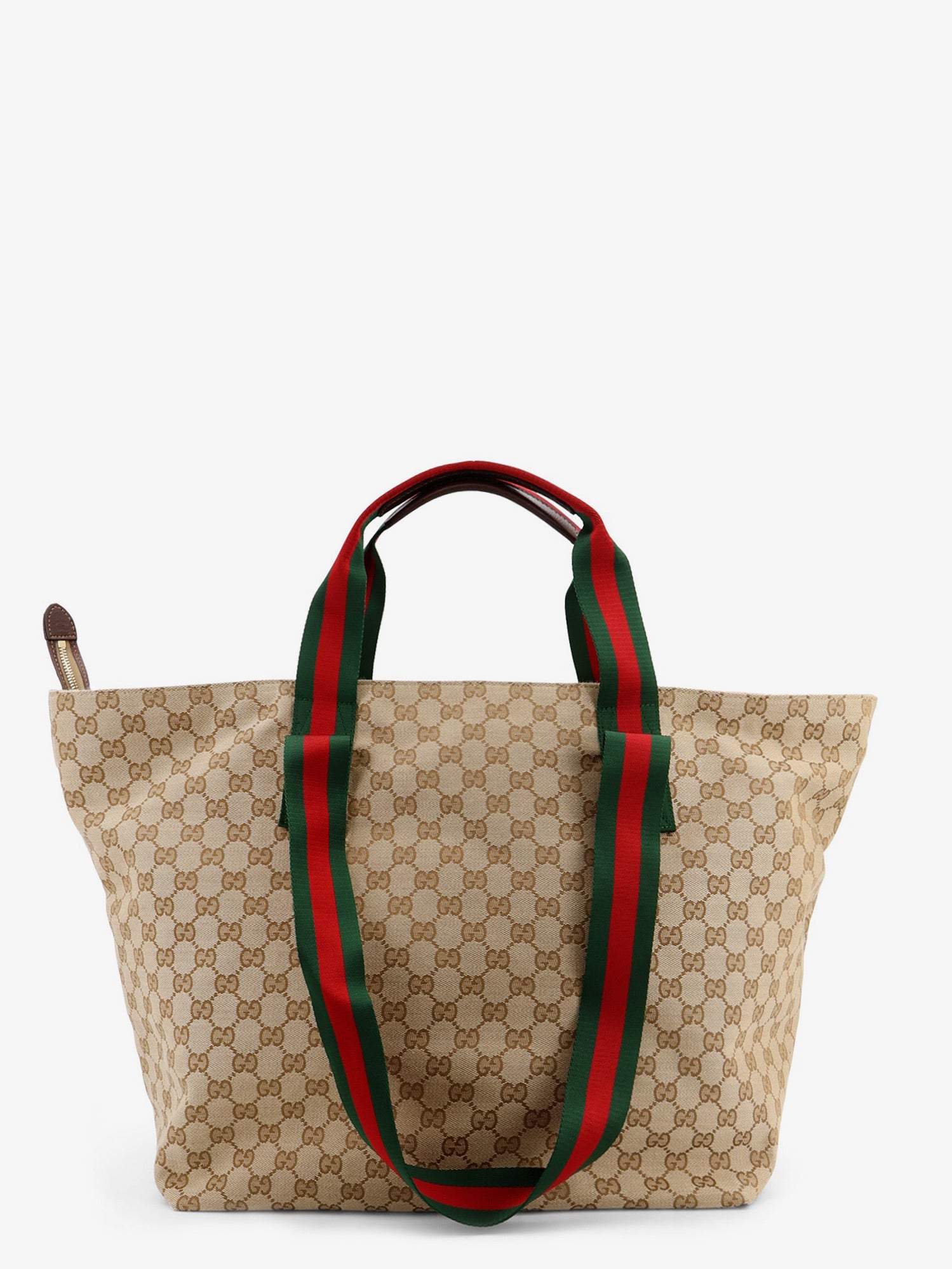 Gucci GG fabric shopping bag with Nastro Web handle detail, view 2