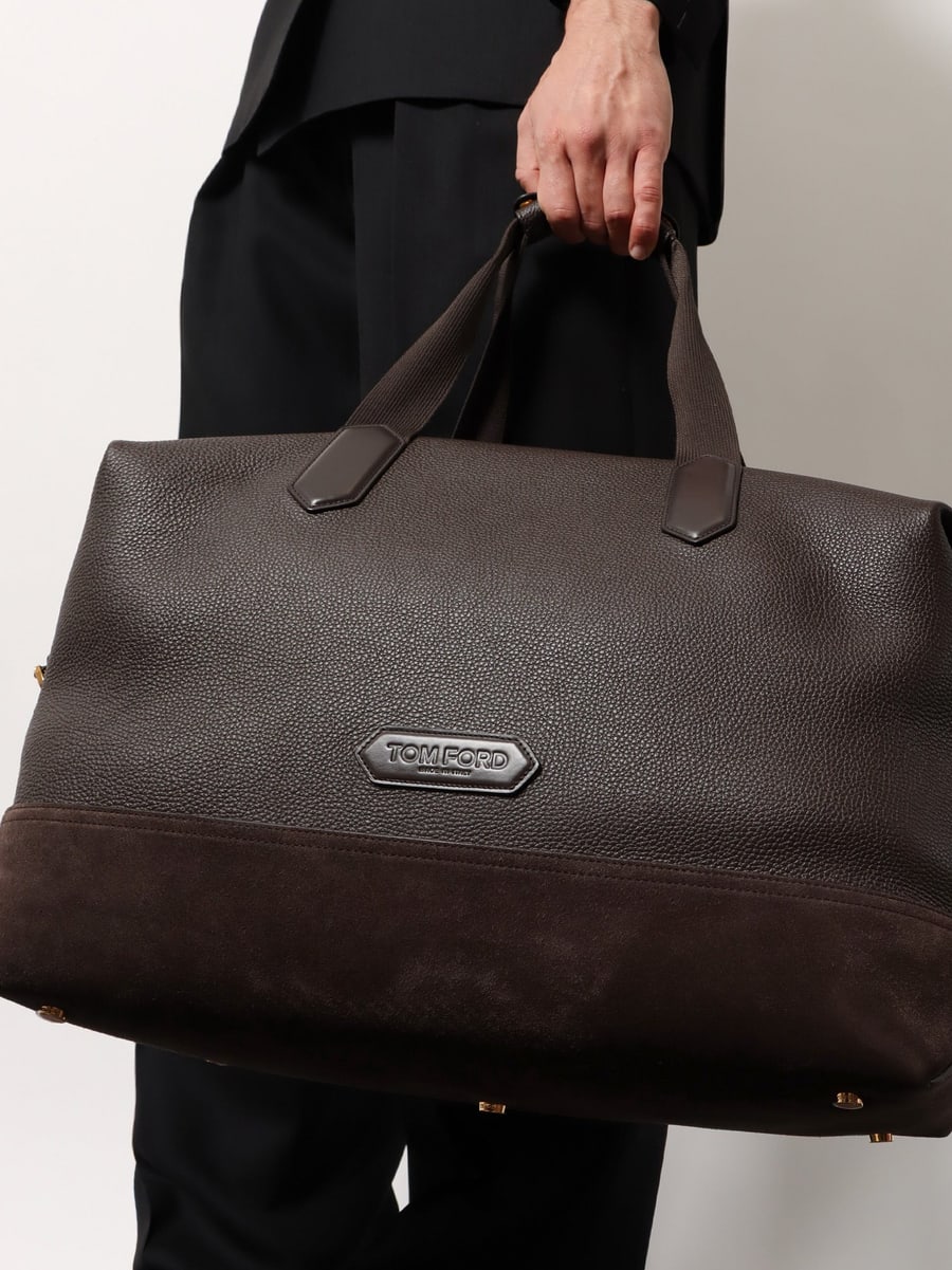 Tom Ford Leather travel bag with suede inserts, view 2