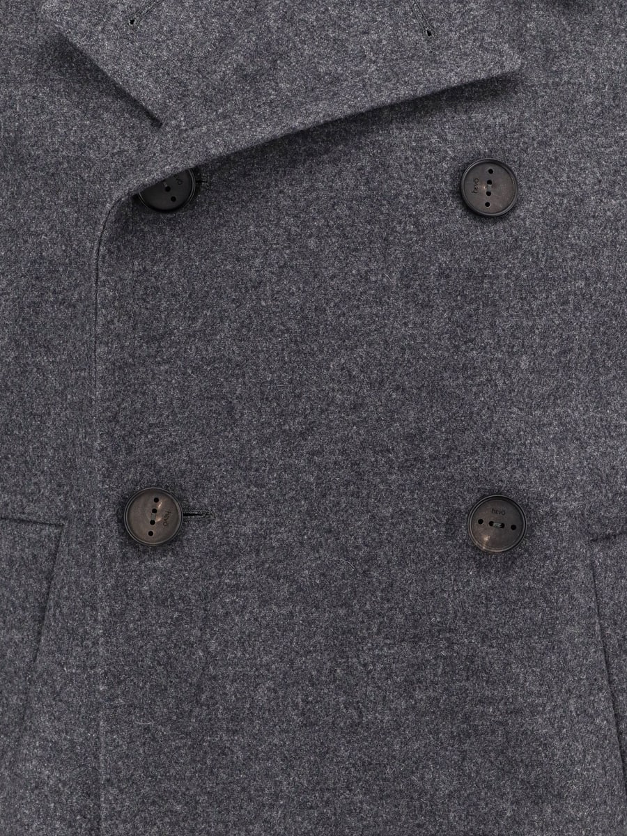 HEVO Double-breasted virgin wool blend coat, view 4
