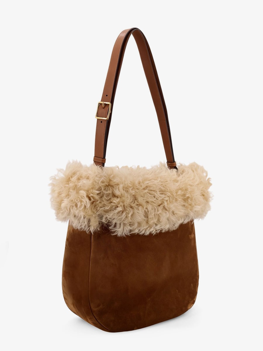 Saint Laurent Suede shoulder bag with shearling profile, view 4