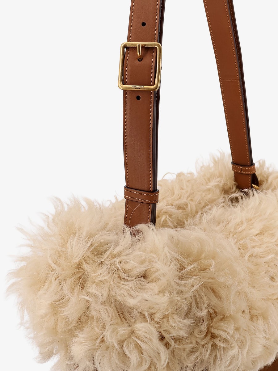 Saint Laurent Suede shoulder bag with shearling profile, view 5