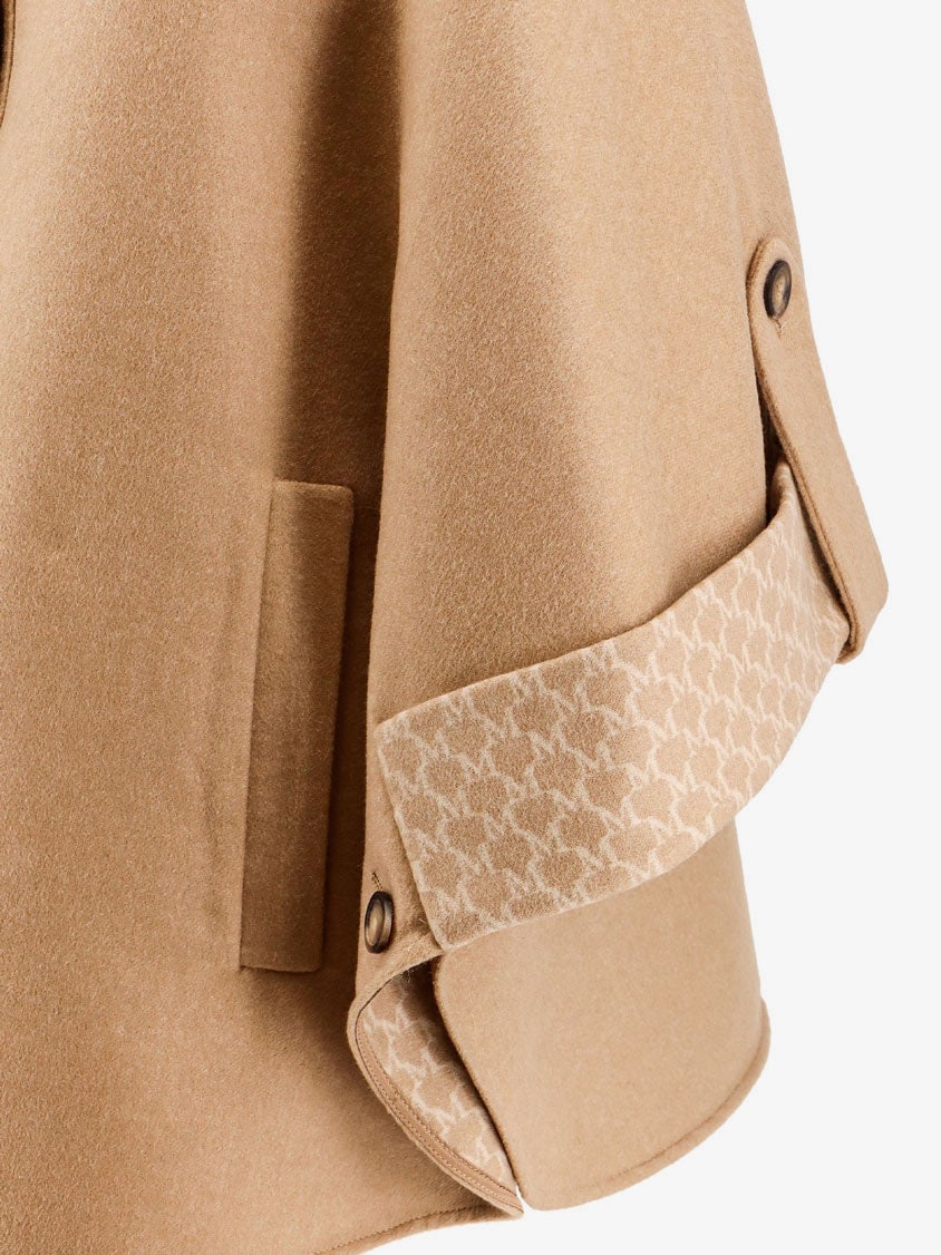 Max Mara Virgin wool and cashmere cape wih pockets on the front, view 3