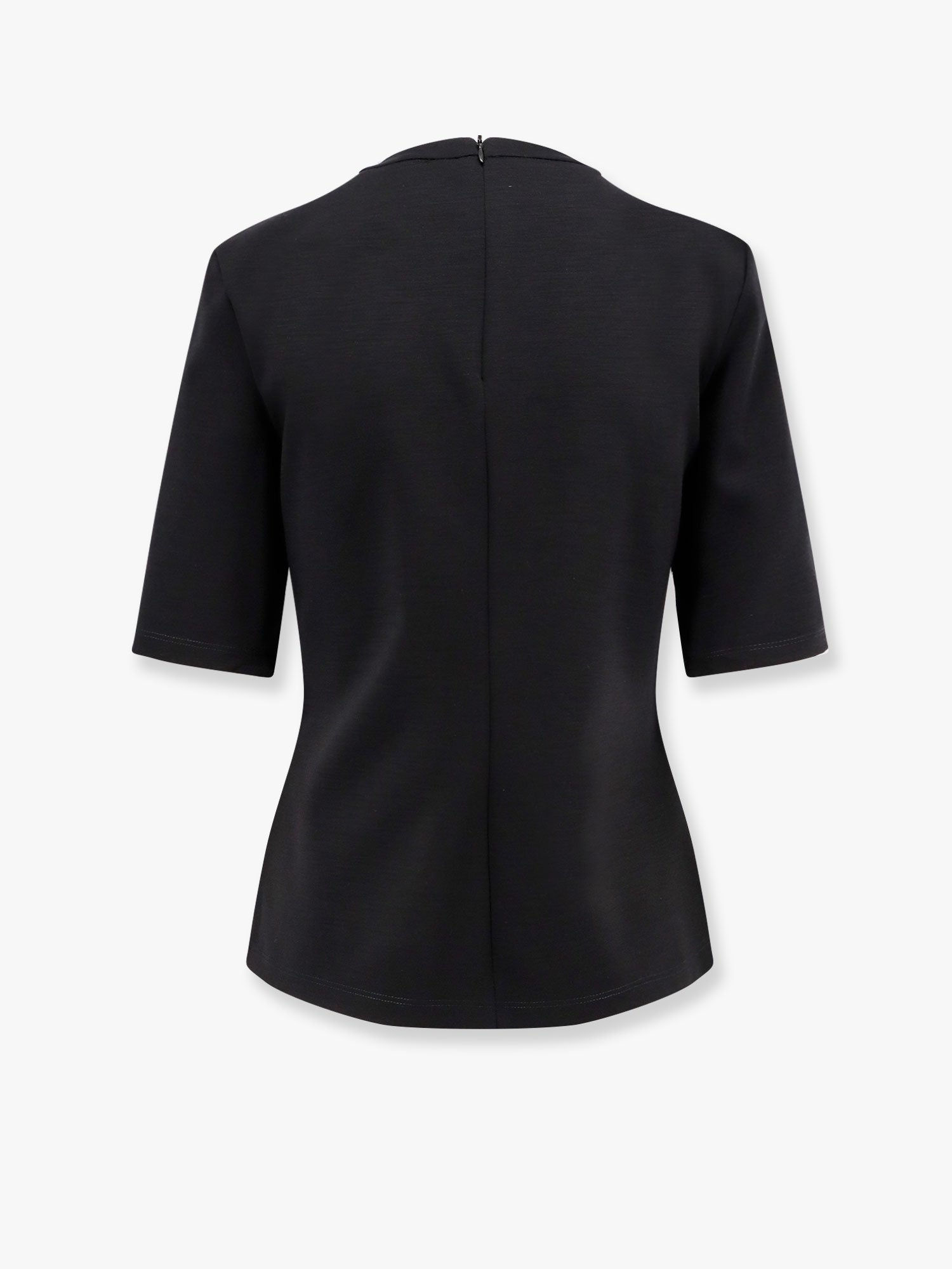 Max Mara Peter wool t-shirt with embossed frontal logo, view 2