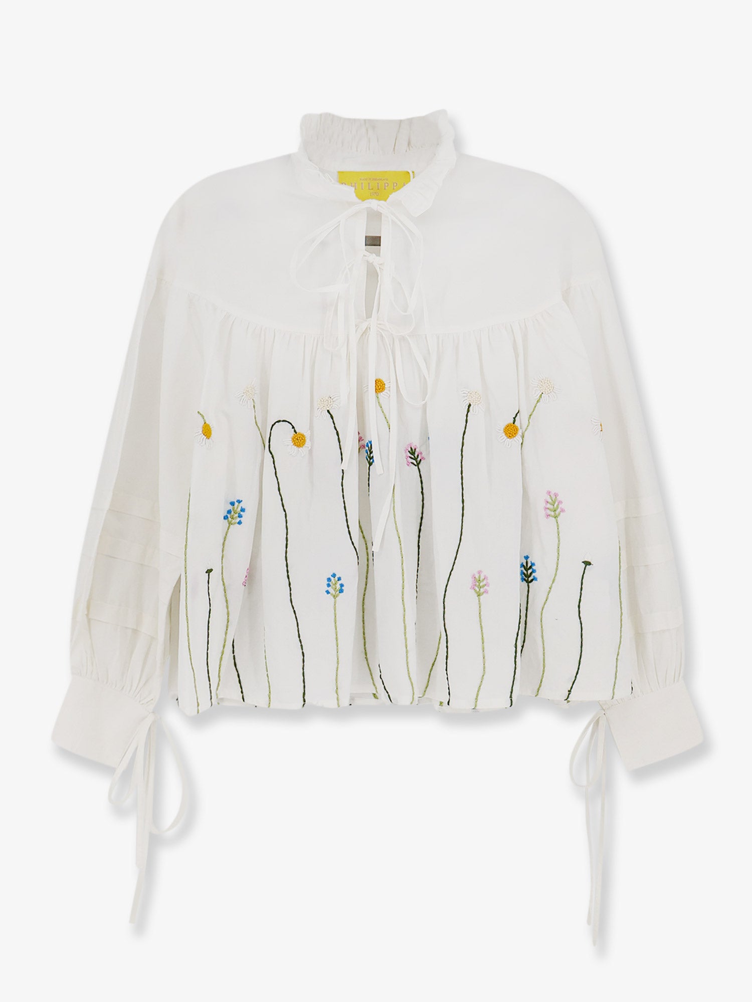 PHILIPPA 1970 Valentina cotton shirt with multicolor embroidery