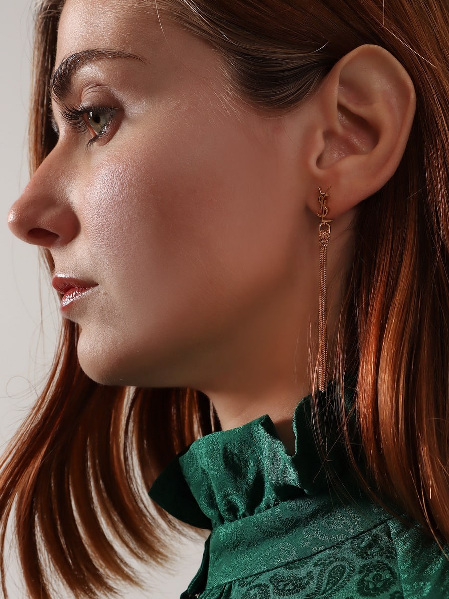 Saint Laurent Cassandre metal earrings, view 2