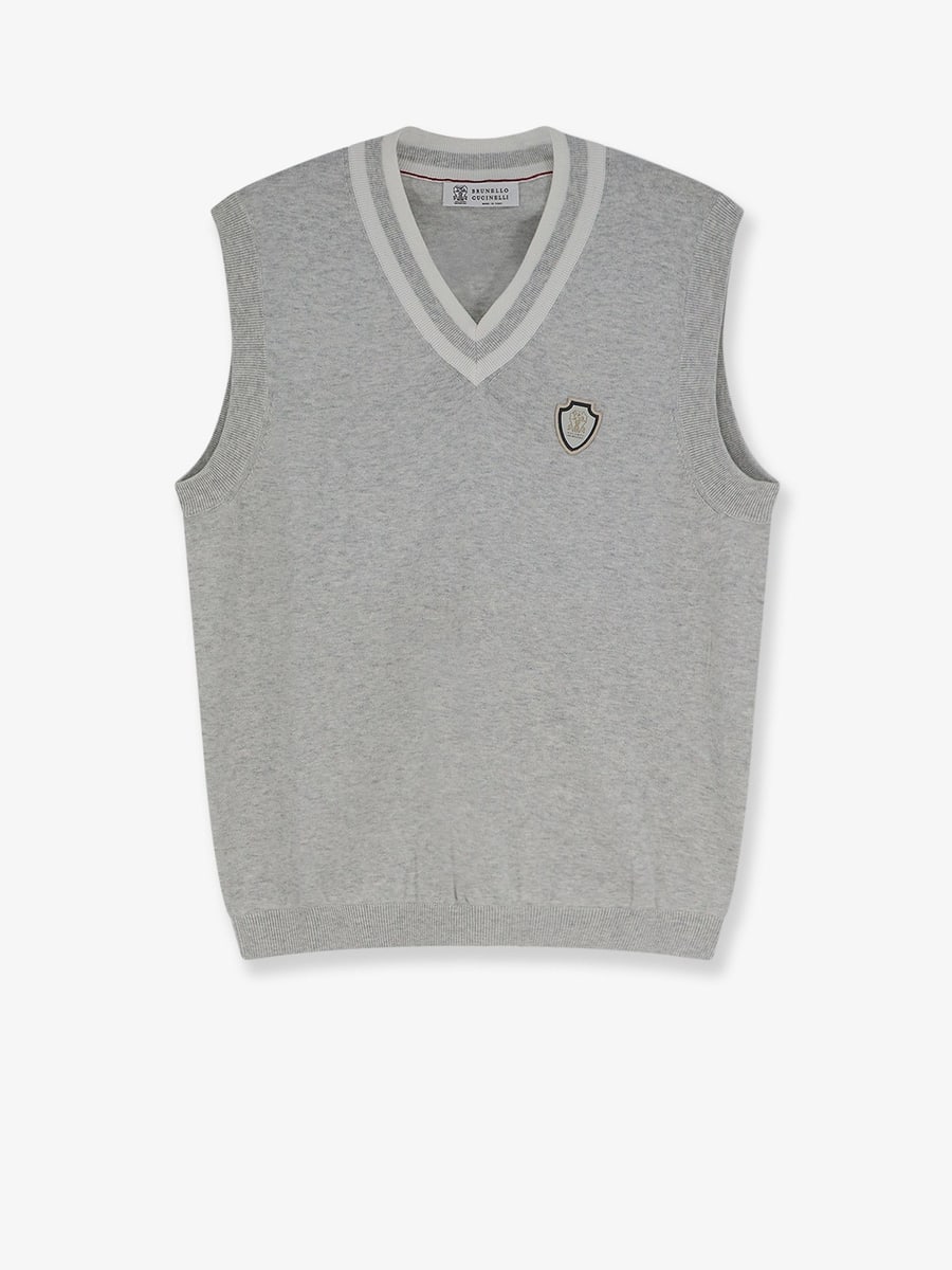 Brunello Cucinelli Cotton vest with front logo patch