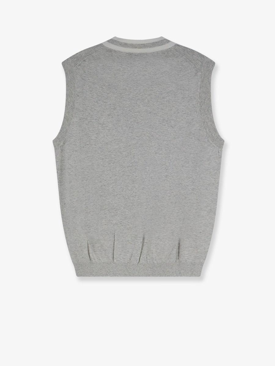 Brunello Cucinelli Cotton vest with front logo patch, view 2