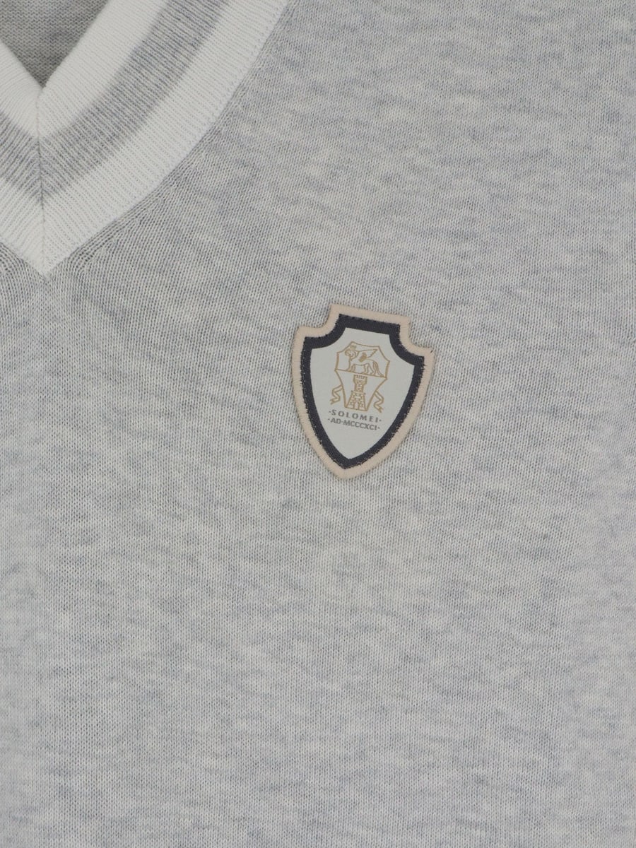 Brunello Cucinelli Cotton vest with front logo patch, view 3