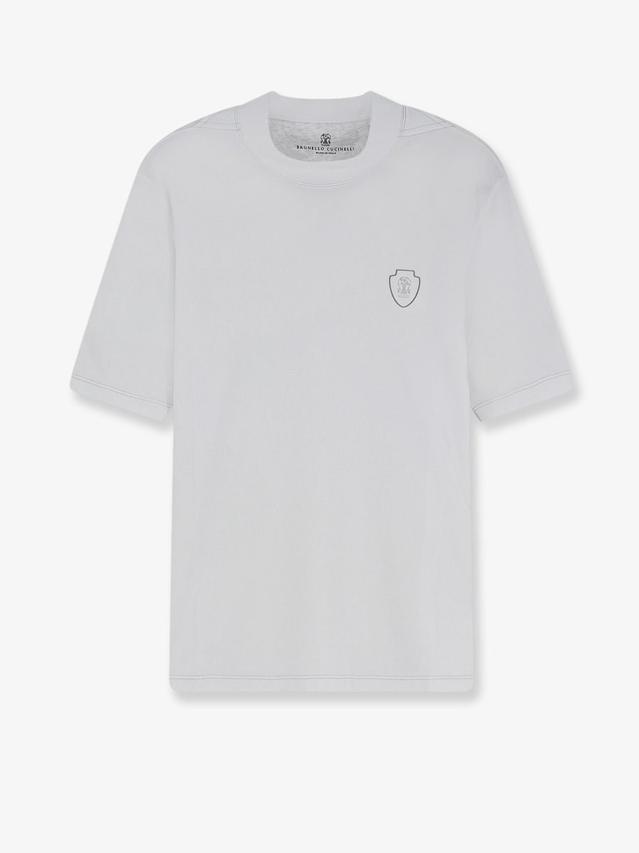 Brunello Cucinelli Technical fabric T-shirt with front logo patch