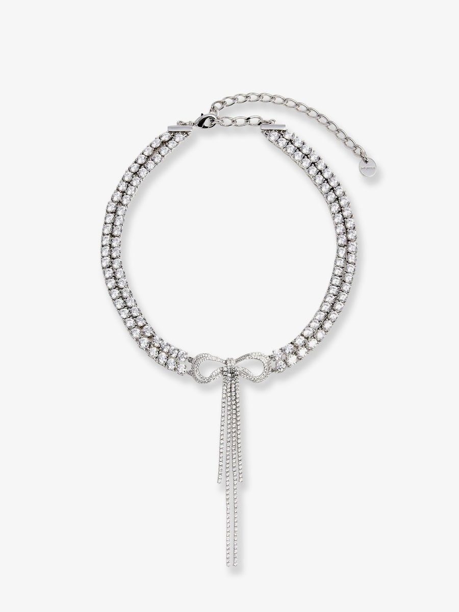self-portrait Double Crystal Bow Choker