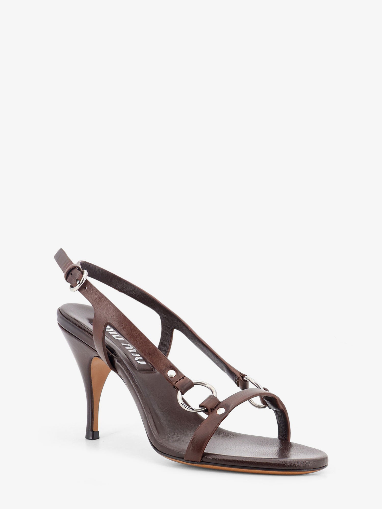 Miu Miu Leather sandals with metal detail, view 2