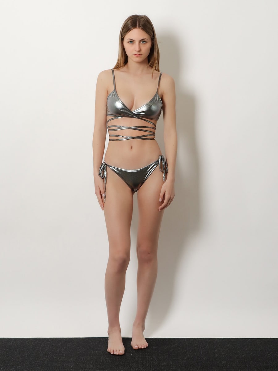The Attico The Attico Il Primo Bagno lycra bikini with a metallic effect, view 2