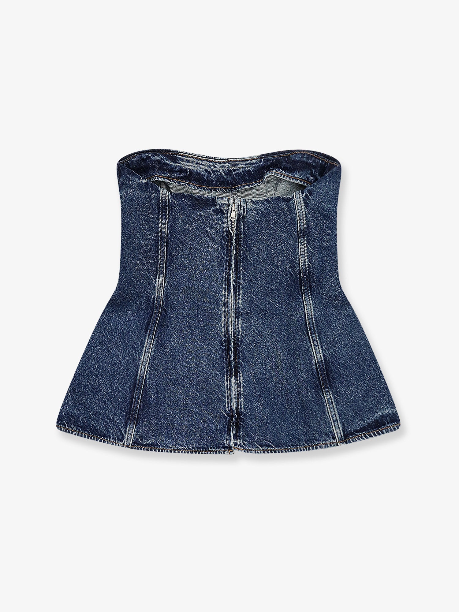 AGOLDE Lara Corset denim top, view 2